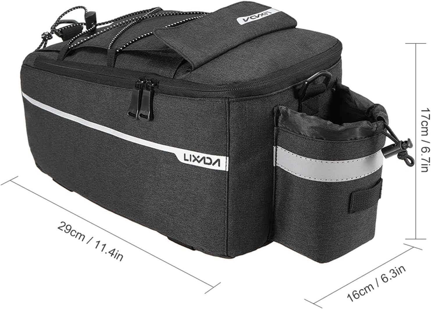 Lixada Bike Panniers Bike Trunk Bag Insulated Bag for Warm/Cool Items, Bicycle Rear Rack Storage Luggage Bicycle Seat Multifunctional Insulated Trunk Cooler Bag Shoulder Bag 11.4 6.3 6.7in