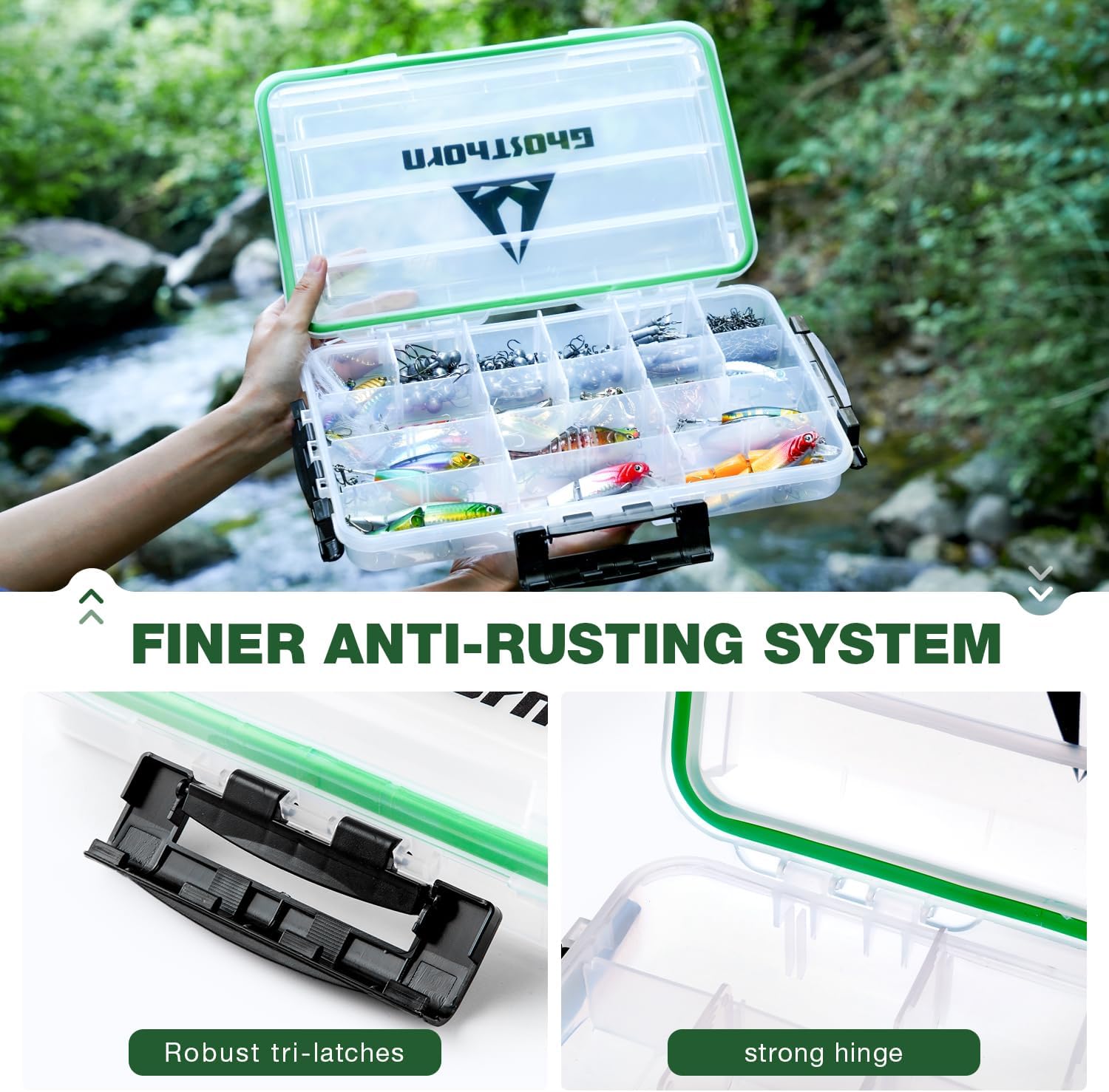 Ghosthorn Waterproof Fishing Tackle Box Organizer 3700 Lure Storage 2 Pack