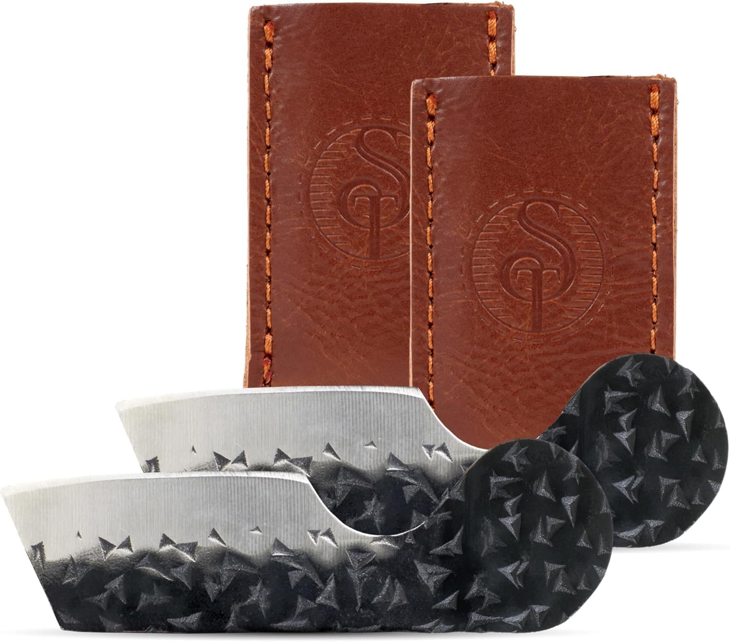Southern Trapper Mini Pocket Knife Set of 2 with Leather Sheaths for EDC