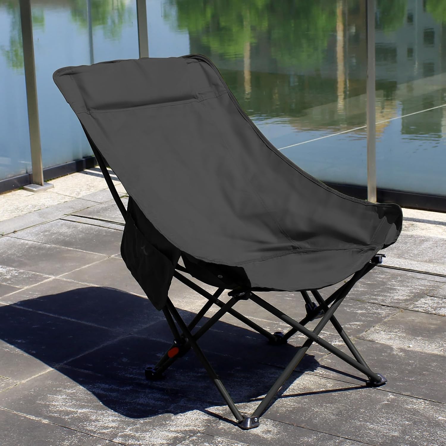 Camping Chairs for Adults, Beach Chairs for Adults, Lawn Chairs with Adjustable Backrest Suitable for Patio/Fishing/Beach/Camp, Includes A Storage Bag (Black)