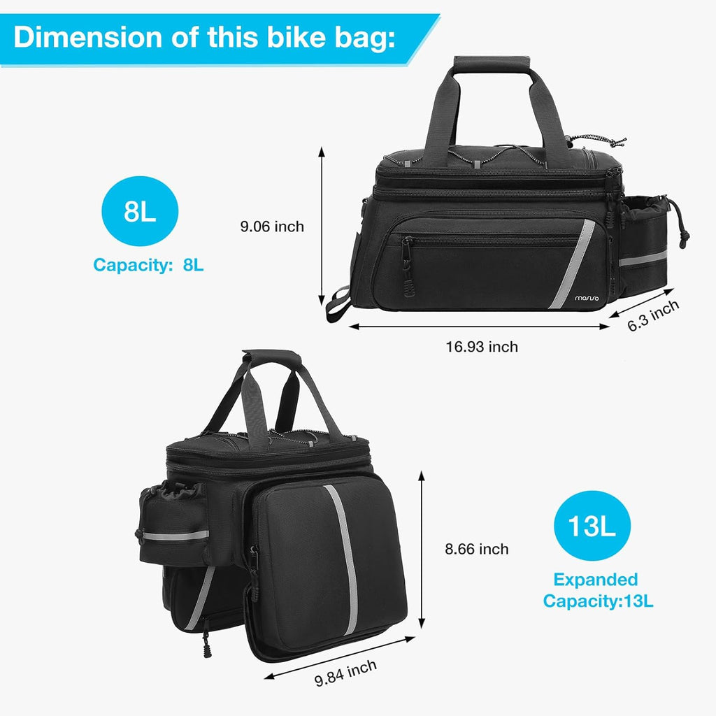 MOSISO Bike Rack Bag with Rain Cover, Bike Trunk Cooler Handag,Black