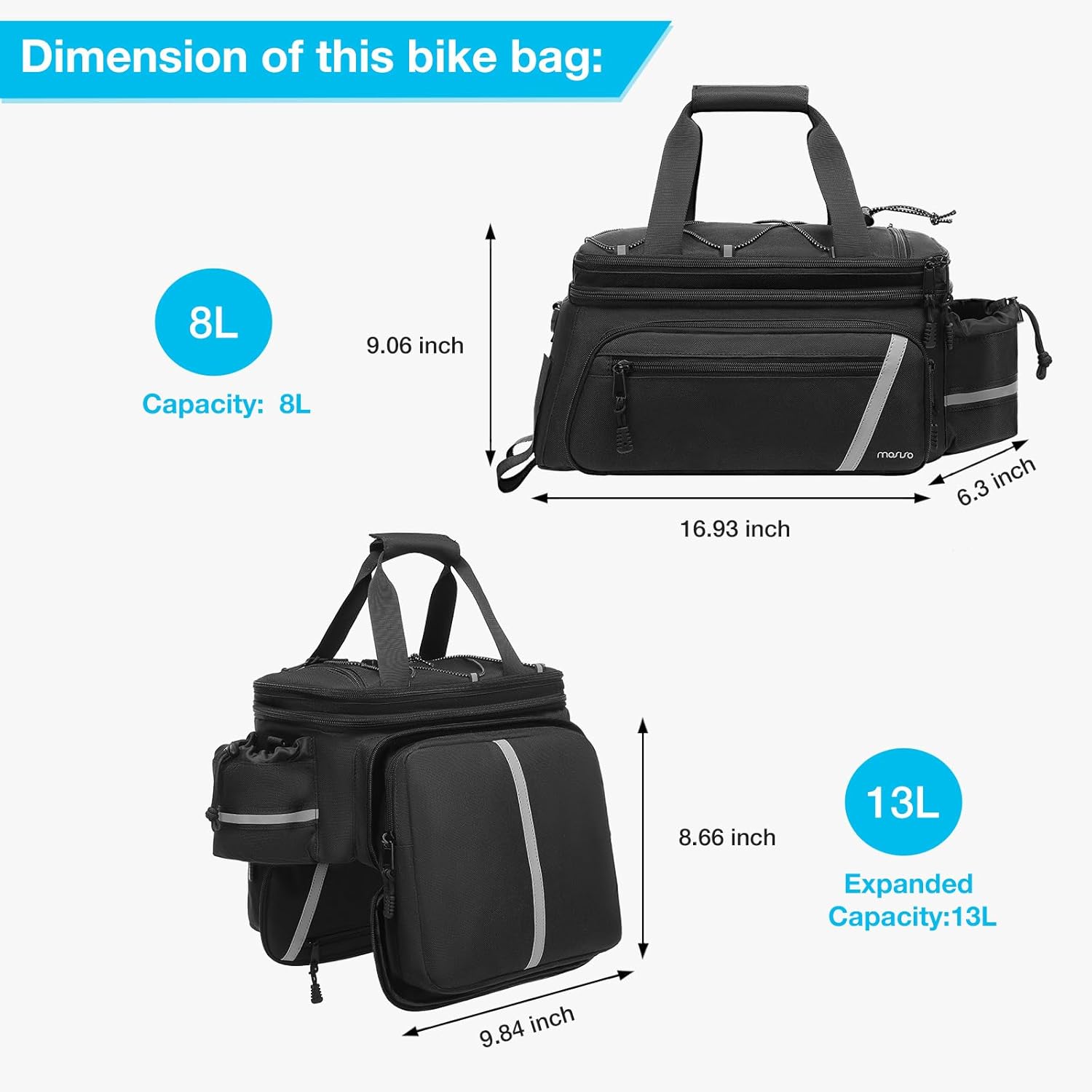 MOSISO Bike Rack Bag with Rain Cover, Bike Trunk Cooler Handag,Black