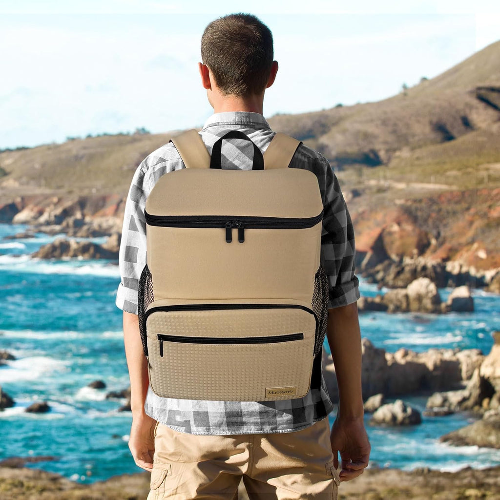 MIRASON Cooler Backpack Insulated Leak Proof Beach Backpack Cooler Bag, Cooling Beer Lunch Backpack Cooler for Men Women Picnic Hiking Camping Travel with 4 Pockets