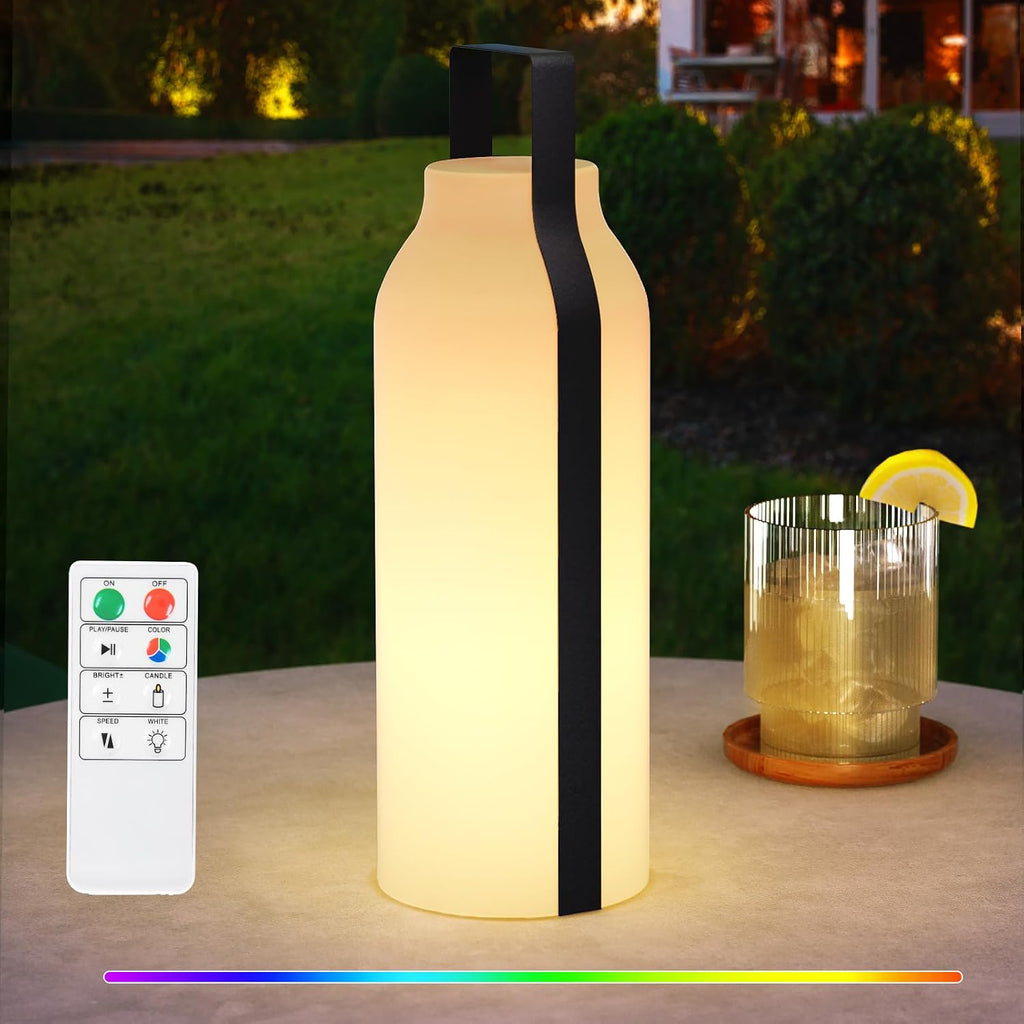 2 Pack Outdoor Lanterns, GGII Rechargeable Cordless Outdoor Table Lamp with IP44 Water-Resistant, Battery Operated Portable Hanging Outdoor Lamp RGB Colors for Patio Balcony Garden Camping Dining(TPU)