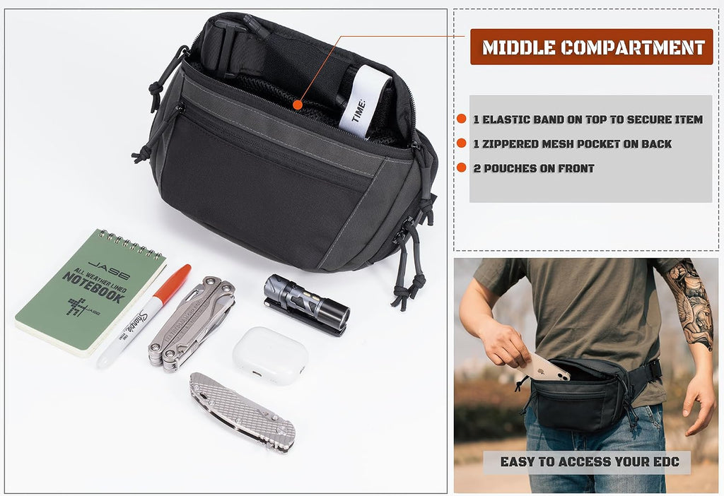 SHANGRI-LA Tactical Fanny Pack for Men and Women, Low-Profile Waist Bag, Holster Included, Multi-Use for Hiking, Travel, EDC