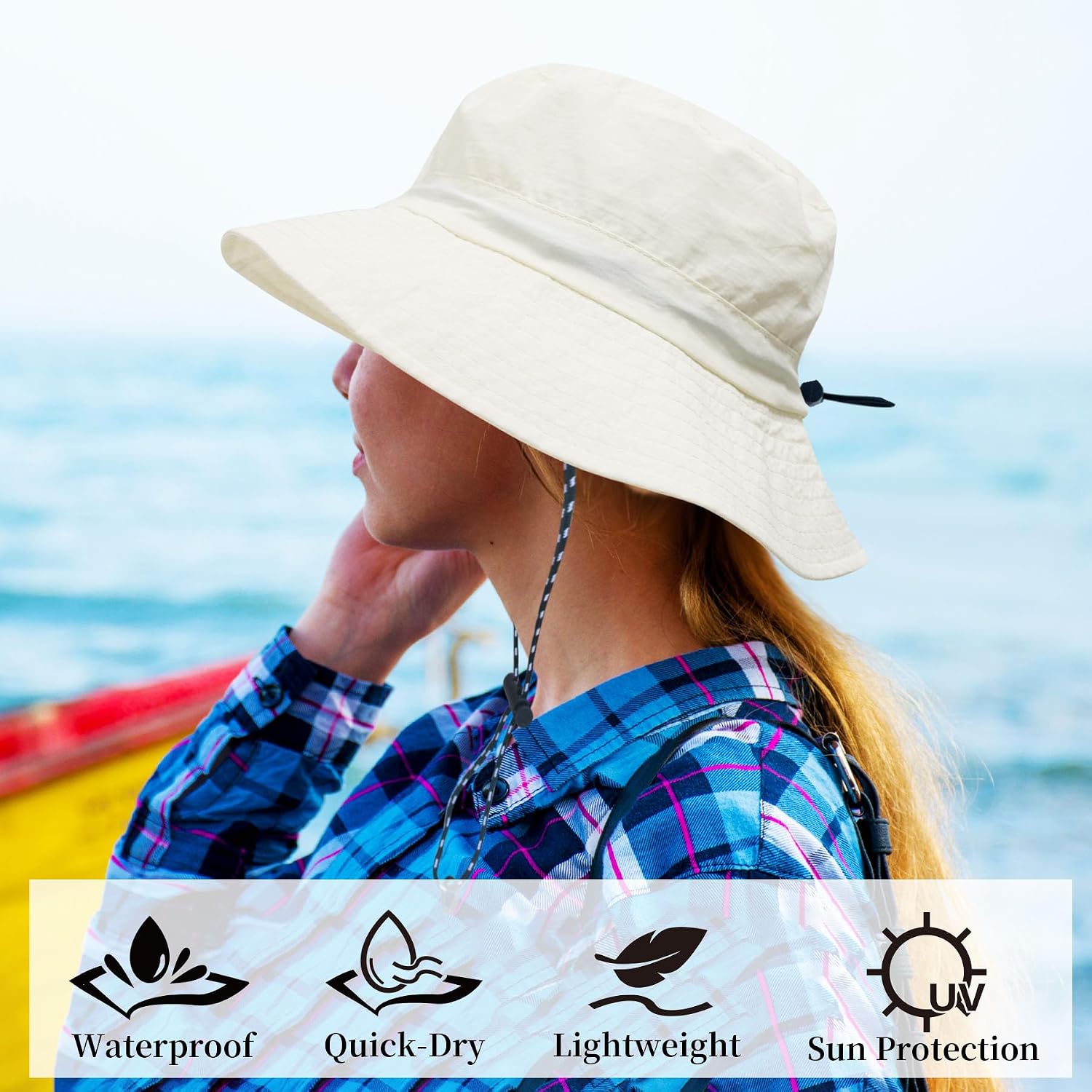 NPJY Packable Sun Bucket Hat for Women Outdoor Waterproof Rain Hat