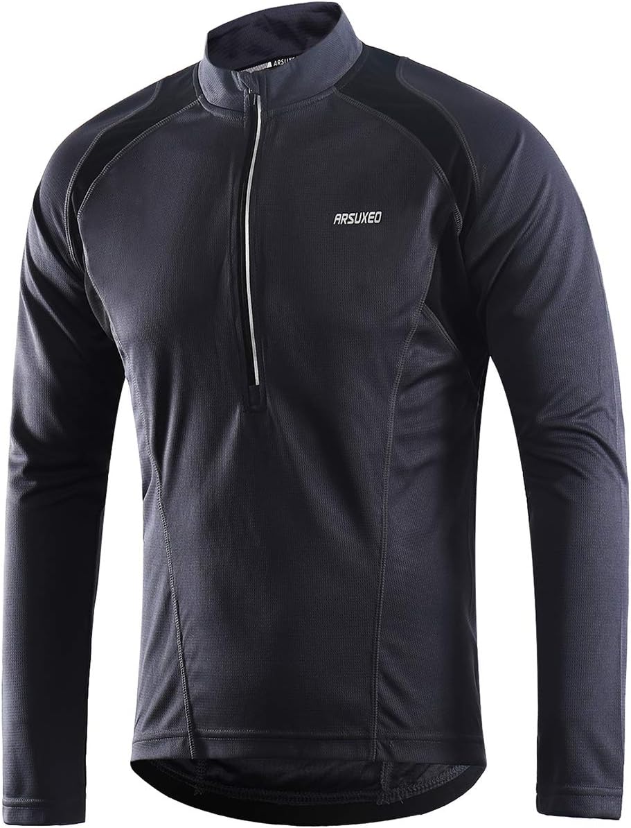 ARSUXEO Men's Half Zipper Cycling Jerseys Long Sleeves Mountain Bike Shirts 6031