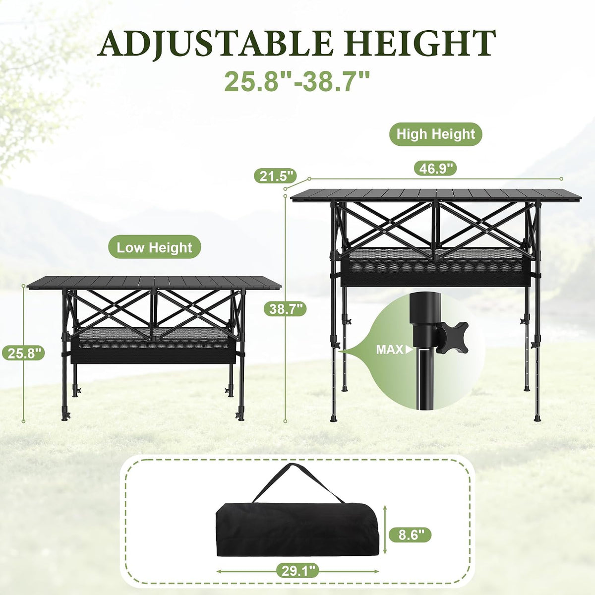 TrippleChain 4FT Folding Roll up Camping Table