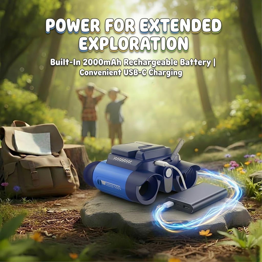 Kids Binoculars with Night Vision Camera, 10X Zoom Digital Adventures Telescope with 2.4" IPS Screen, Nature Explorer STEM Toys for Bird Watching Camping, Gifts for Boys Girls Age 4-12 - Azure