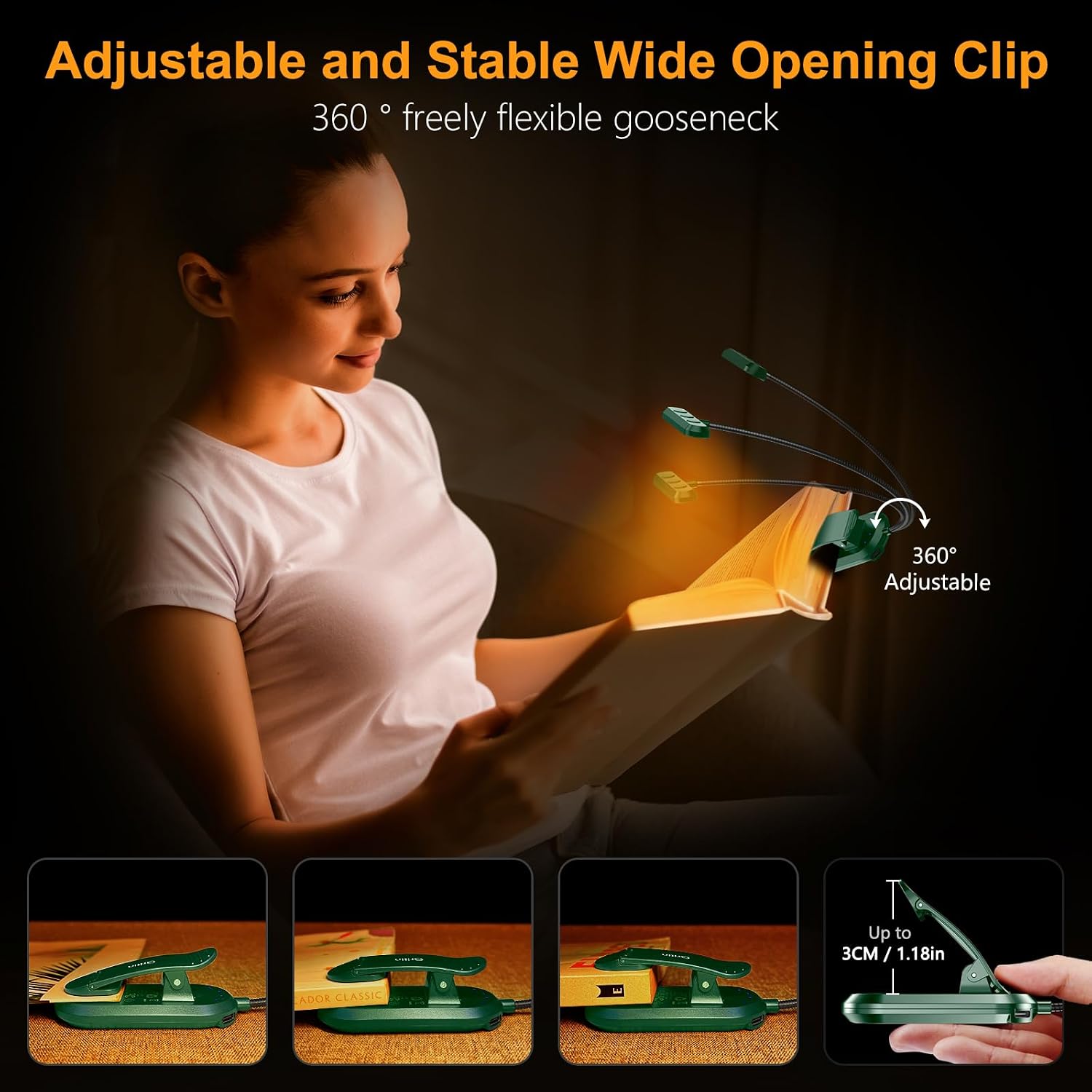Gritin Rechargeable Book Light for Reading in Bed with 19 LED