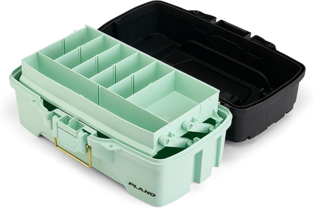 Plano Catch All One-Tray Tackle Box Kit, Black/Blue, Rust-Proof Brass Latch, Top-Access Tray with Deep Storage, Made in the USA, Portable Fishing Gear Storage Organizer