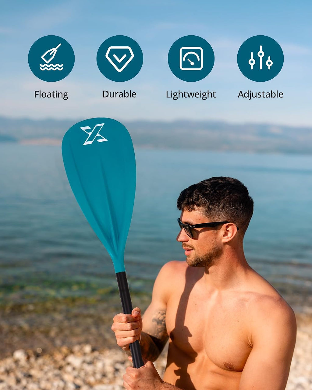 ZLX Paddle Board Paddle, 3 or 4 Piece Adjustable SUP Paddle, Detachable Floating Kayak Paddles, Lightweight Oar with Premium Durable Fiber Blade, for Paddleboard, Surfing, Water Sports Enjoyment