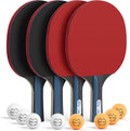 Glymnis Ping Pong Paddles Set of 4/2, 7-Ply Table Tennis Rackets and Balls