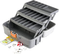 Plano Three-Tray Tackle Box Panfish Kit, Light Grey/Dark Grey, Rust-Proof Brass Latch, Top-Access Tray with Deep Storage, Made in the USA, Portable Fishing Gear Storage Organizer