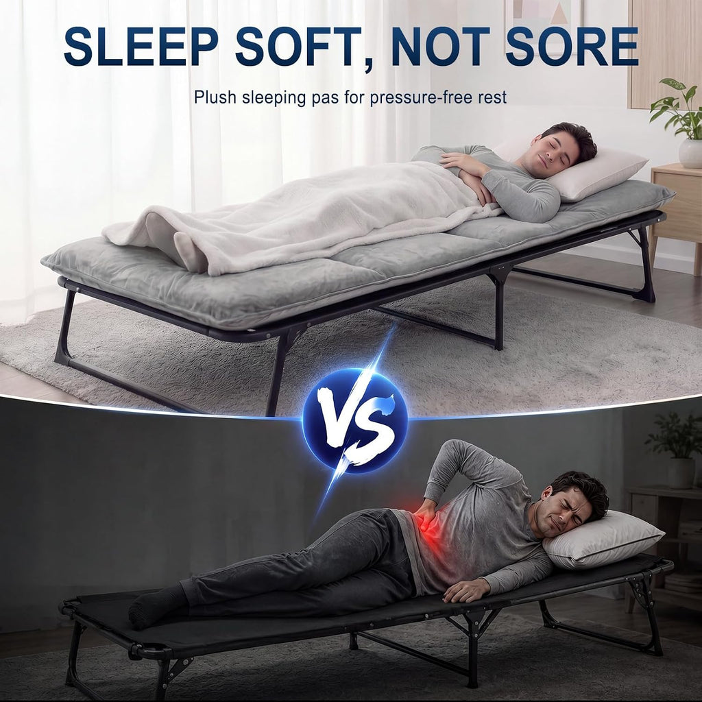 SWTMERRY Cot Mattress Topper - Quilted Cot Pads for Camping, Soft Comfortable Sleeping Cot Mattress Pad Only, Camping Pad 75"x28" for Camp Cot/Rv Bunk/Narrow Twin Bed