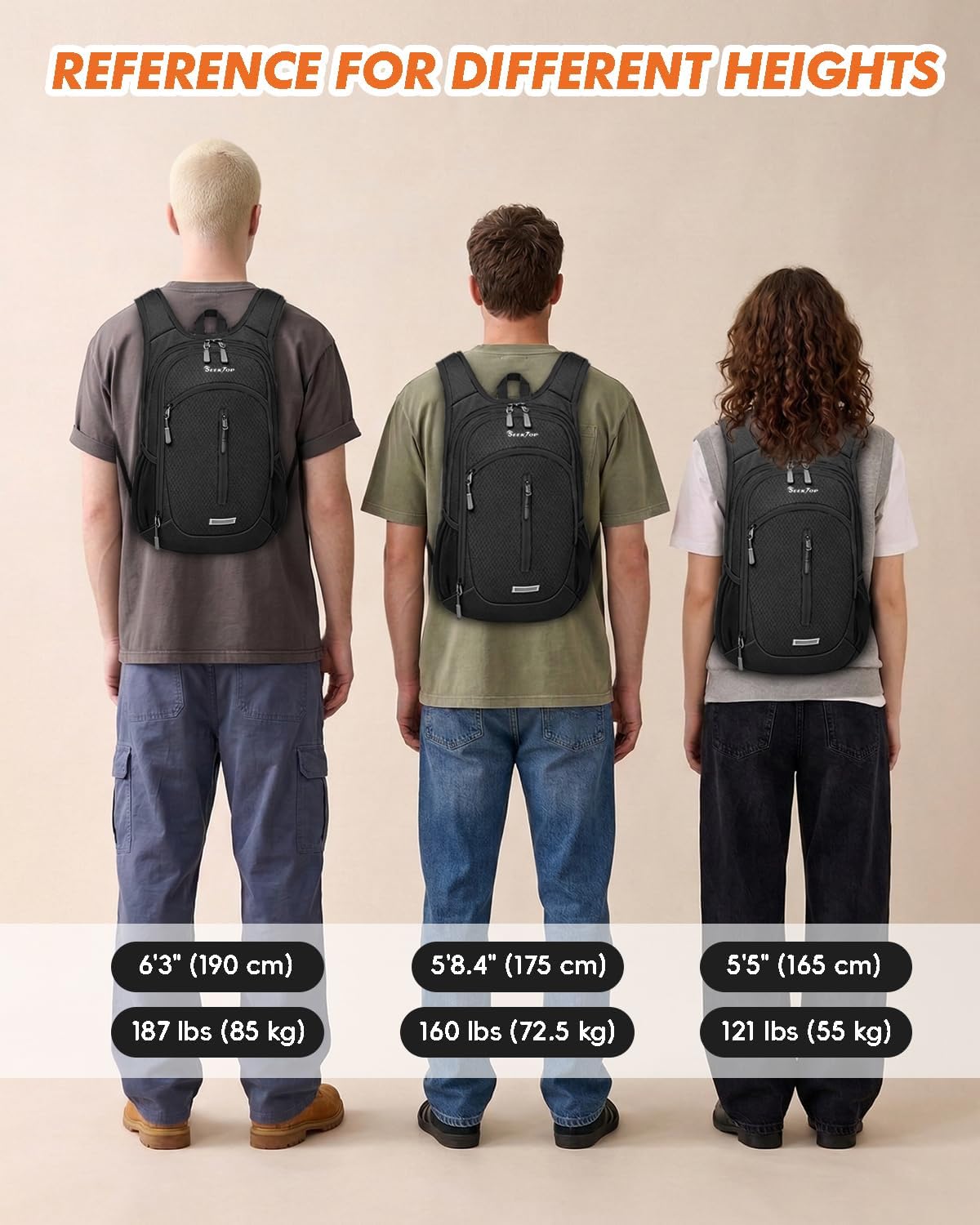 Seektop Small Hiking Backpack Expandable 12L-16L