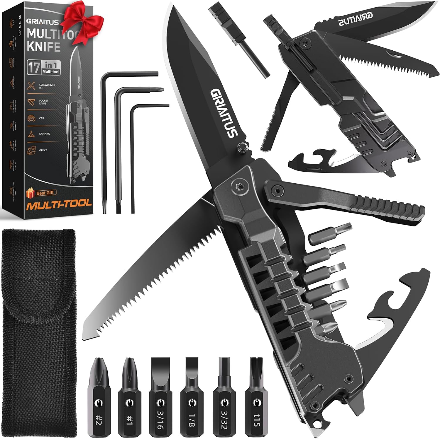 17 in 1 Multitool Knife Fire Starting Stick Bottle Opener Saw for Camping