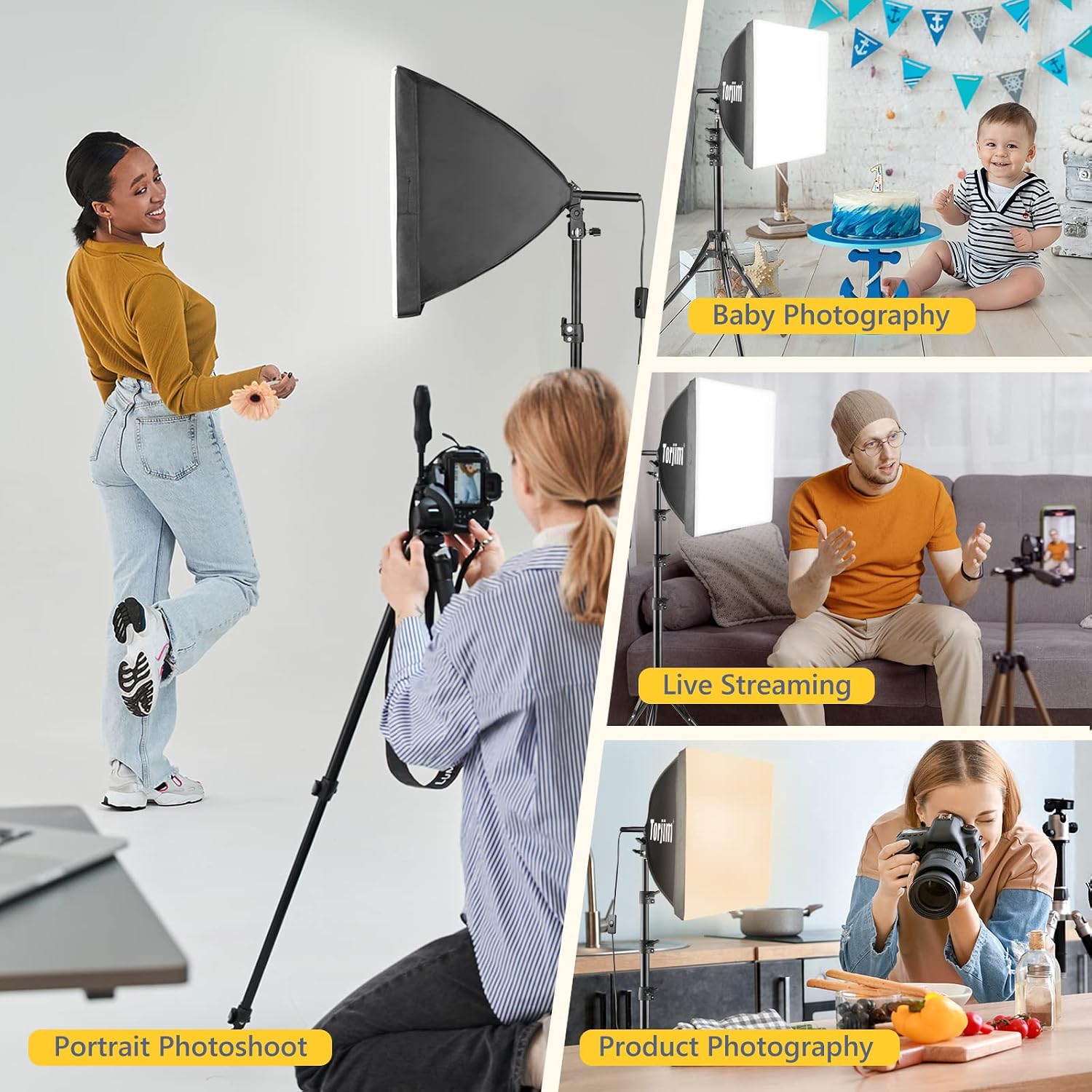 Torjim Softbox Photography Lighting Kit | 16" X 16" & 85W LED Studio Light