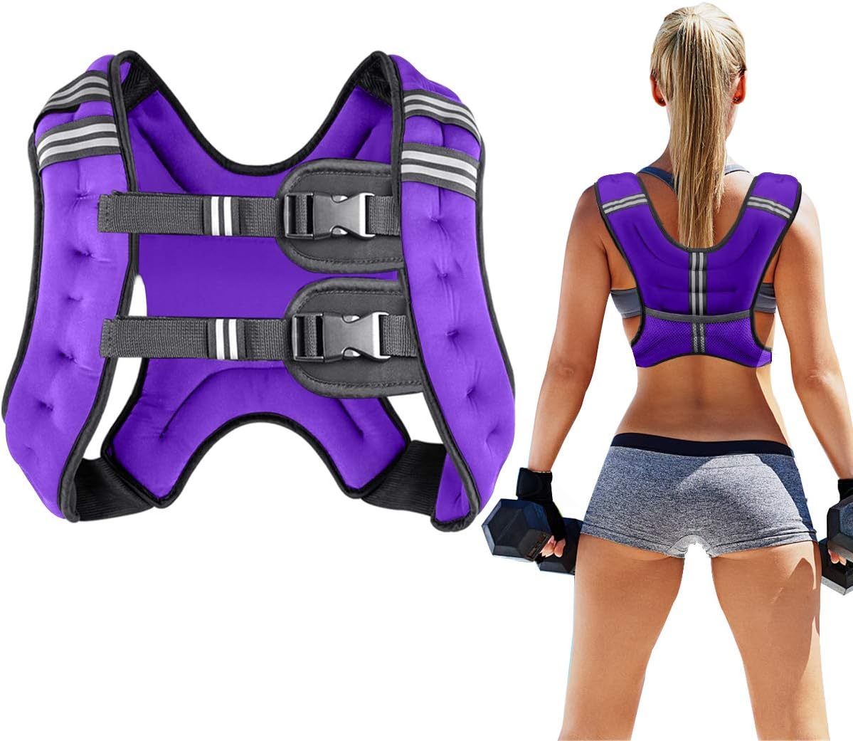 Prodigen Weighted Vest for Women and Men 8 12 16 20 25 30 Lbs with Reflective Stripe and Double Adjustable Buckle Straps Weight Vests for Strength Training, Jogging, Cardio, Weight Loss