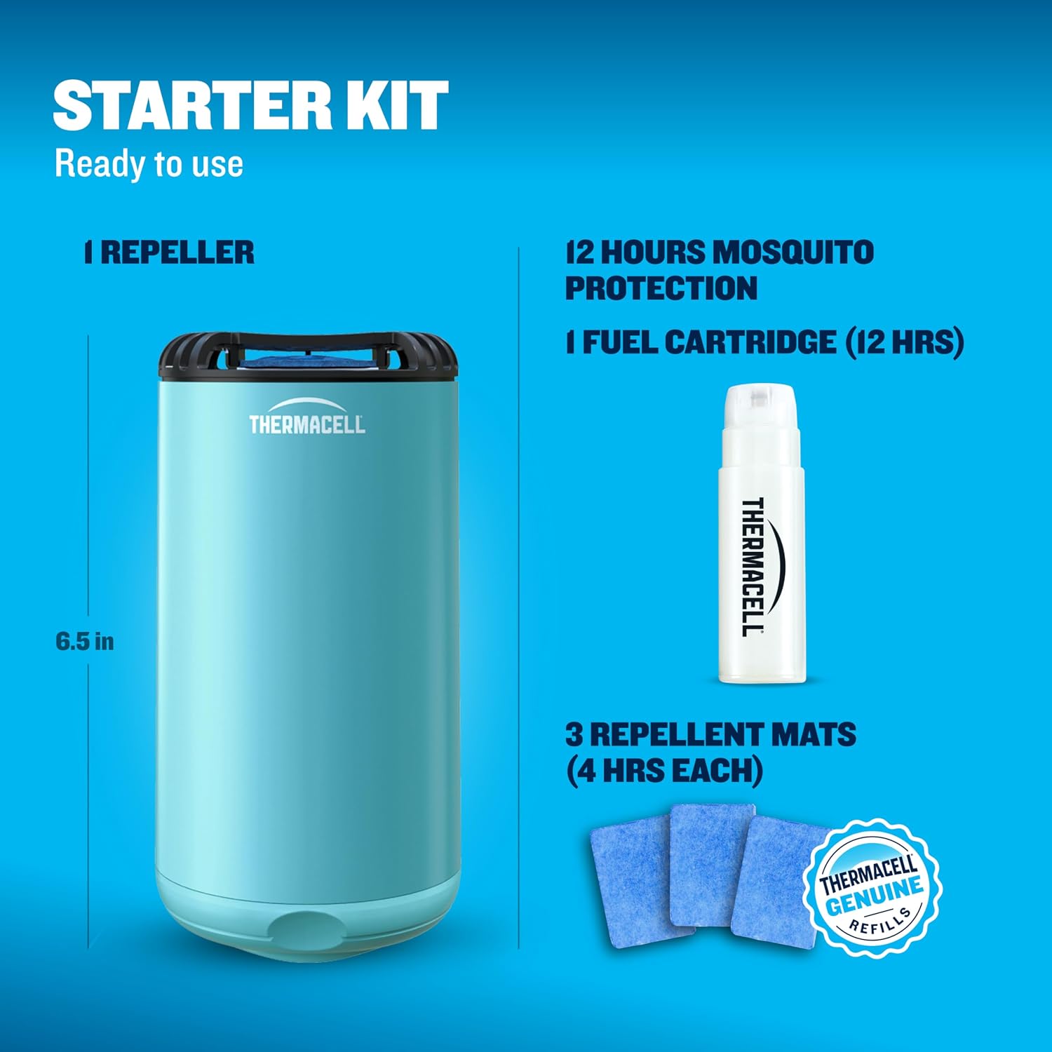 Thermacell Fuel-ZoneGuard Base Patio Shield Mosquito Repeller, Glacial Blue