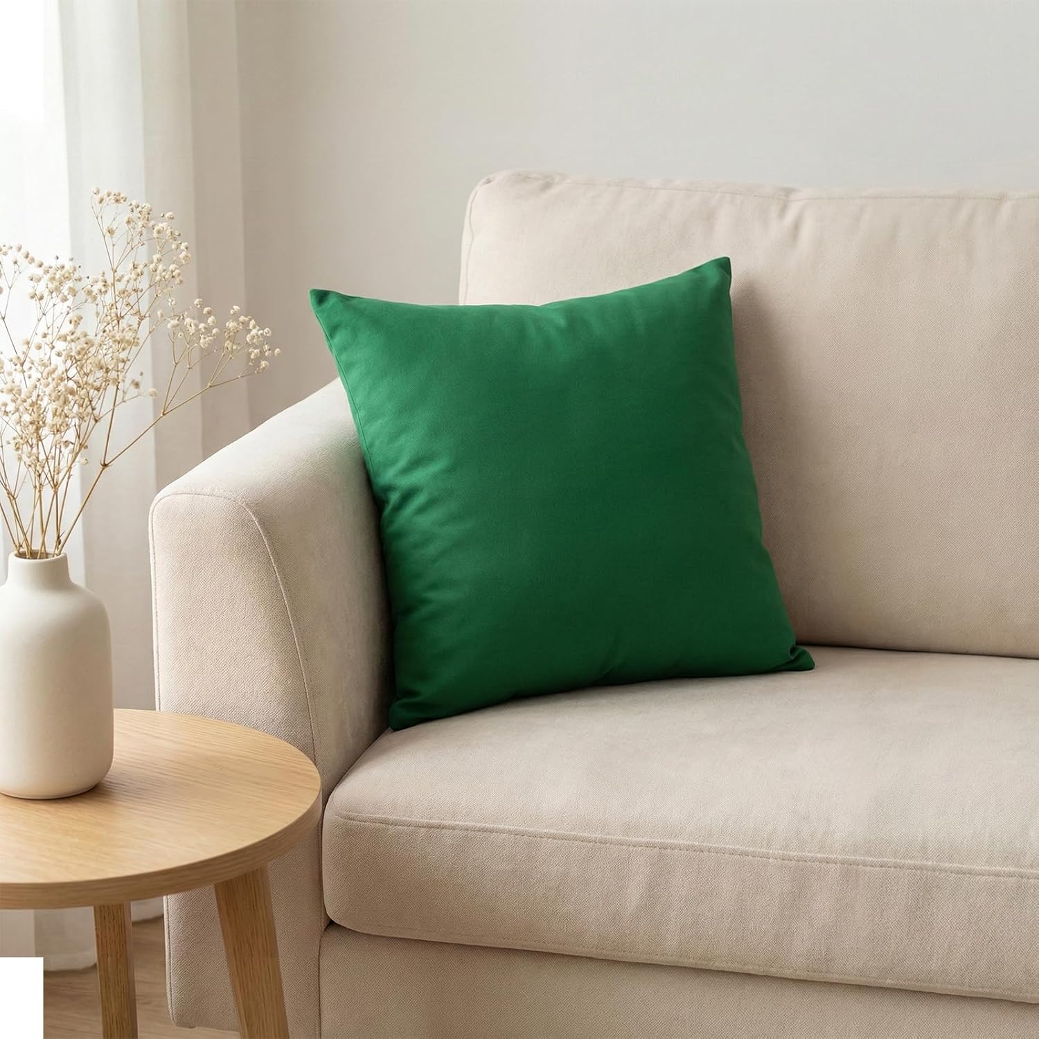 Thmyo 4-Pack 100% Cotton Comfortable Solid Decorative Throw Pillow Case Square Cushion Cover Pillowcases St Patricks Day DIY Throw Pillow Covers for Sofa(18x18 inch/ 45x45cm,Christmas Green)
