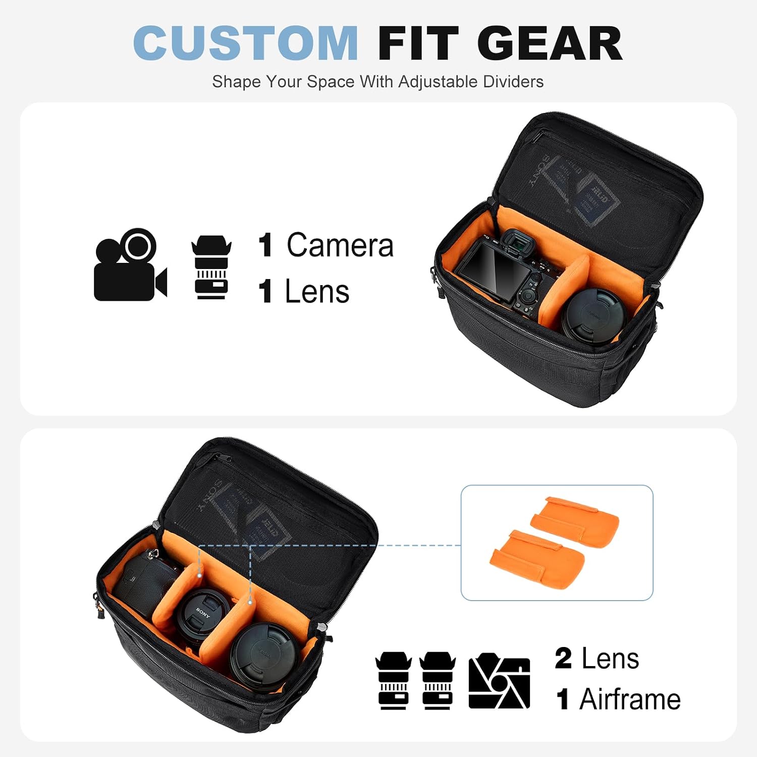 Vogano Camera Bag Protective Covers Photography Shoulder Bag Compatible for Nikon, Canon, Sony DSL/SLR/Mirrorless Equipment Travel Waterproof (Black)