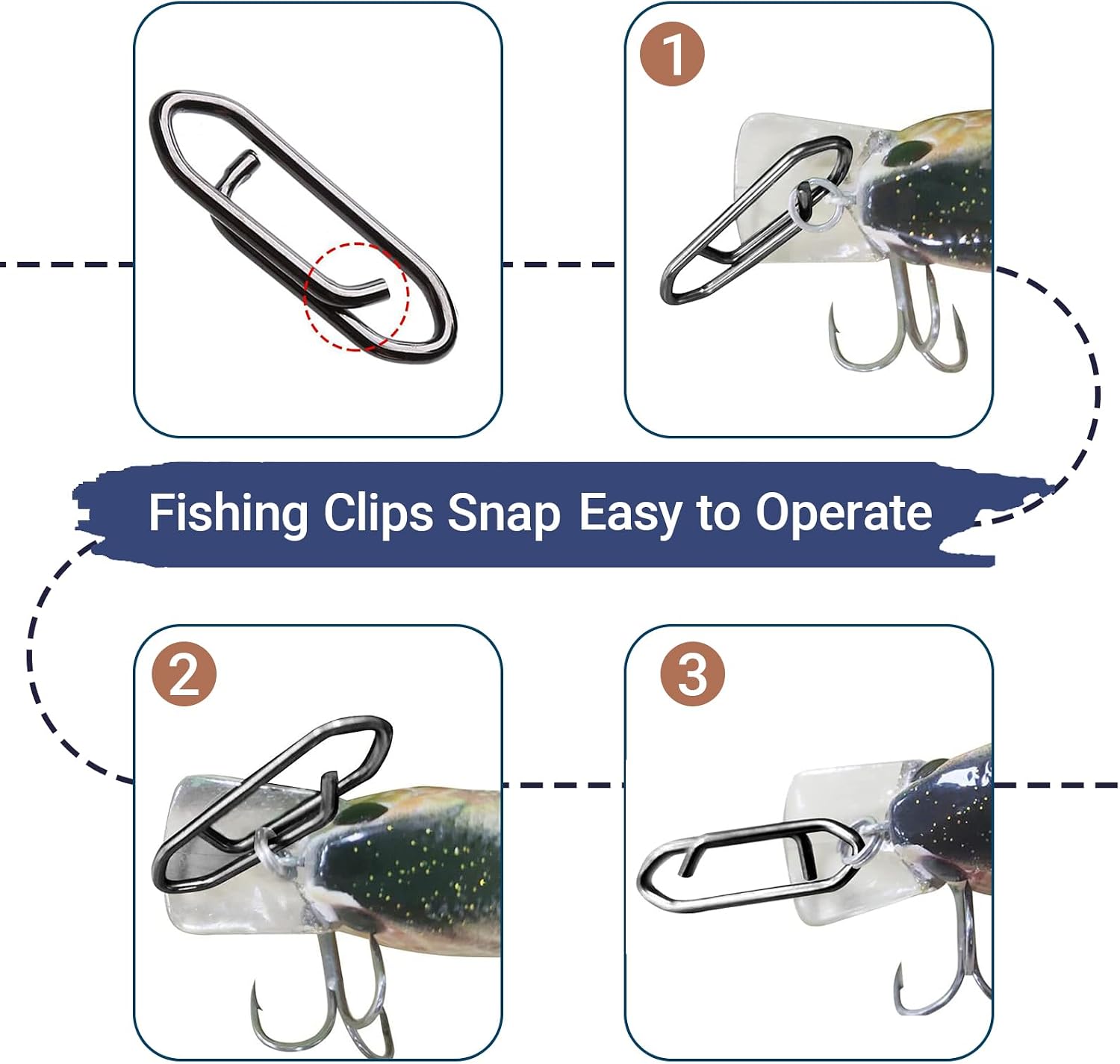 Atibin Saltwater Freshwater Snap Swivels Stainless Heavy Steel Fishing Clips Swivel Barrel Clip Fishing Snaps Rolling Speed Change Black Nickel