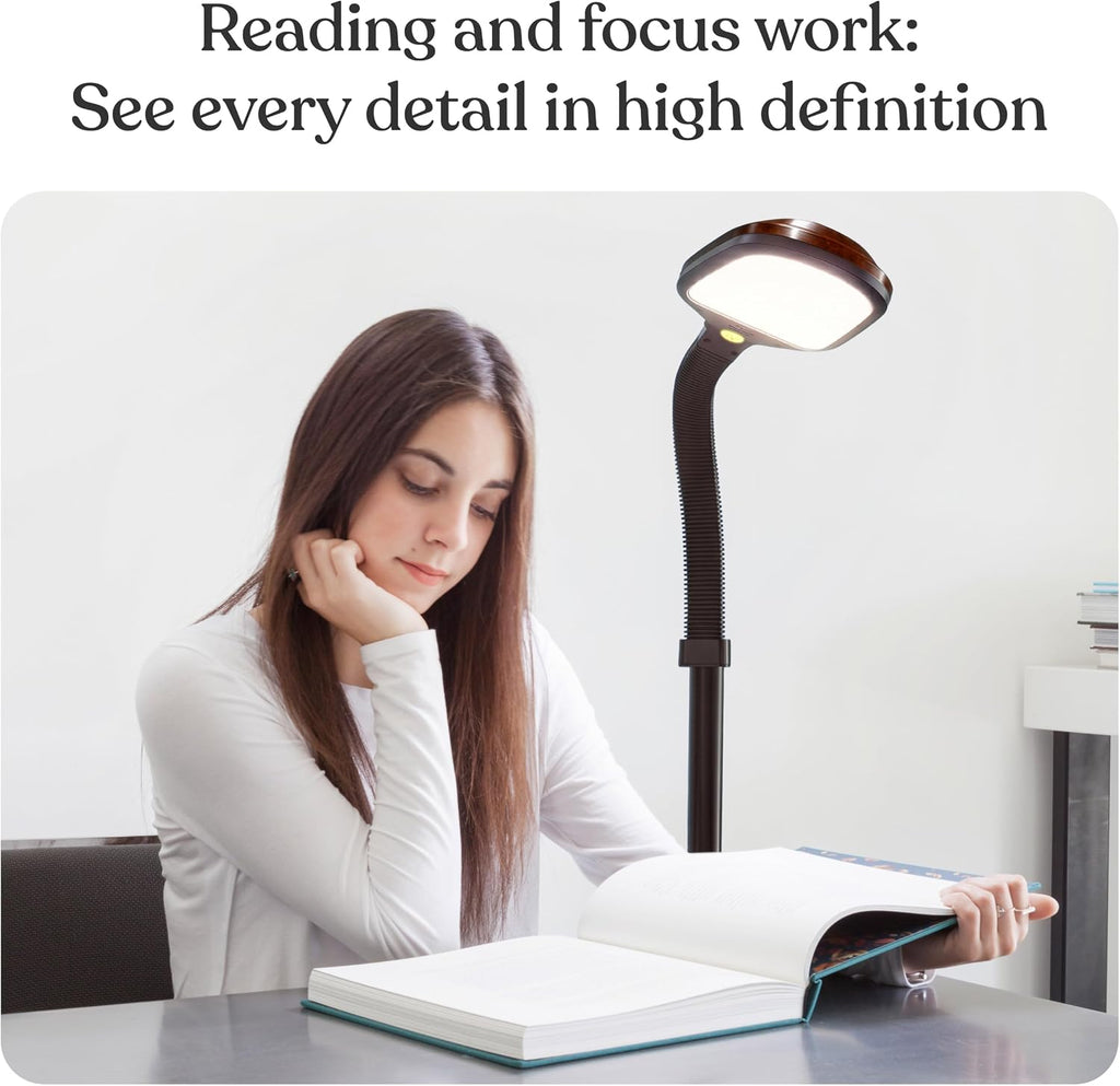 Brightech Litespan - Bright LED Floor Reading Lamp for Over Chair Crafts and Reading, Estheticians' Light for Lash Extensions, Adjustable Standing Lamp for Living Room, Bedroom, Office - Havana Brown