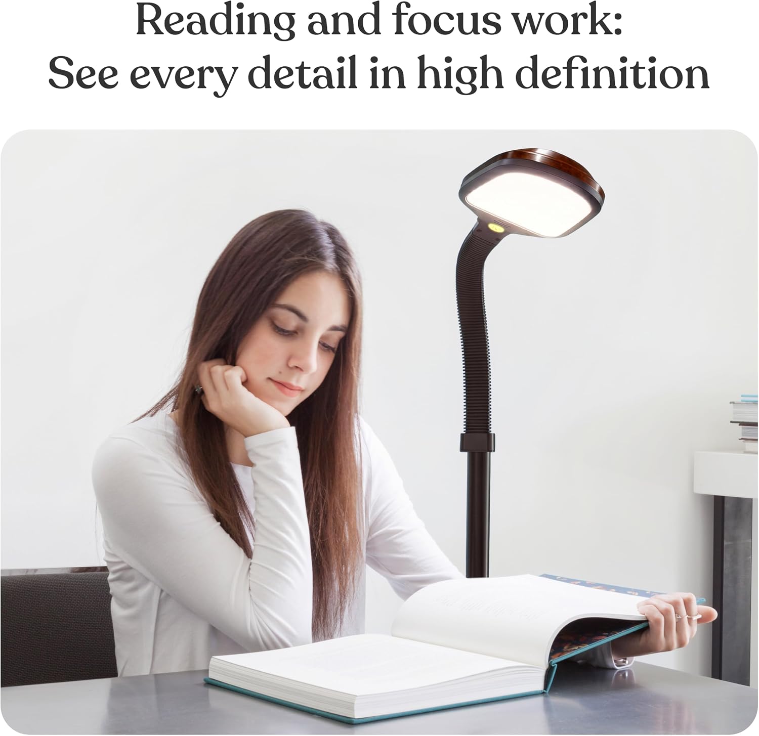 Brightech Litespan - Bright LED Floor Reading Lamp for Over Chair Crafts and Reading, Estheticians' Light for Lash Extensions, Adjustable Standing Lamp for Living Room, Bedroom, Office - Havana Brown