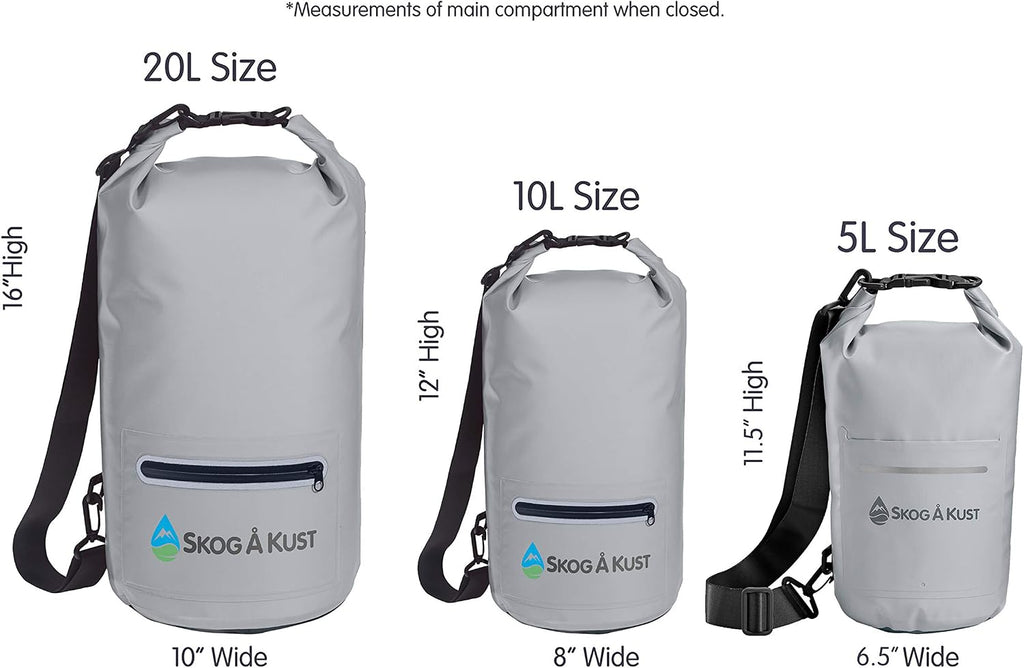 Såk Gear Skog Å Kust DrySak Roll Top Waterproof Bag, 5, 10 & 20 Liter
