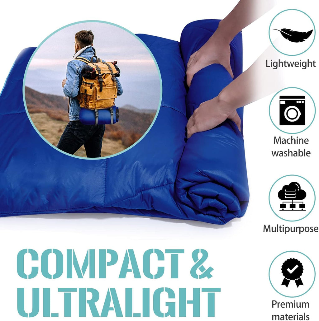 Outdoor Puffy Camping Blanket, Large Outdoor Blanket Waterproof, 55*79''