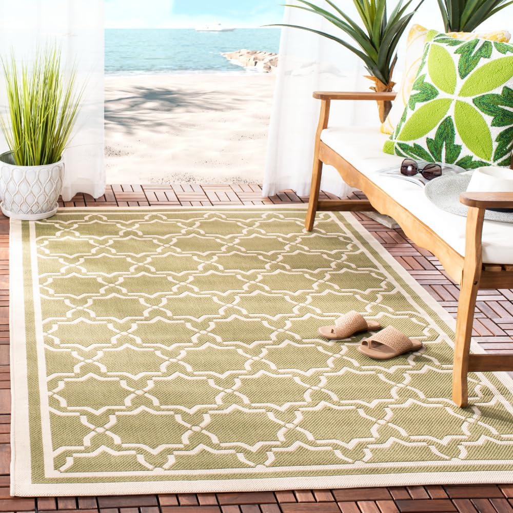 SAFAVIEH Courtyard Collection CY6916 Indoor/ Outdoor Non-Shedding Easy Cleaning Patio Backyard Porch Deck Mudroom Accent Rug, 2' x 3'7", Black / Beige