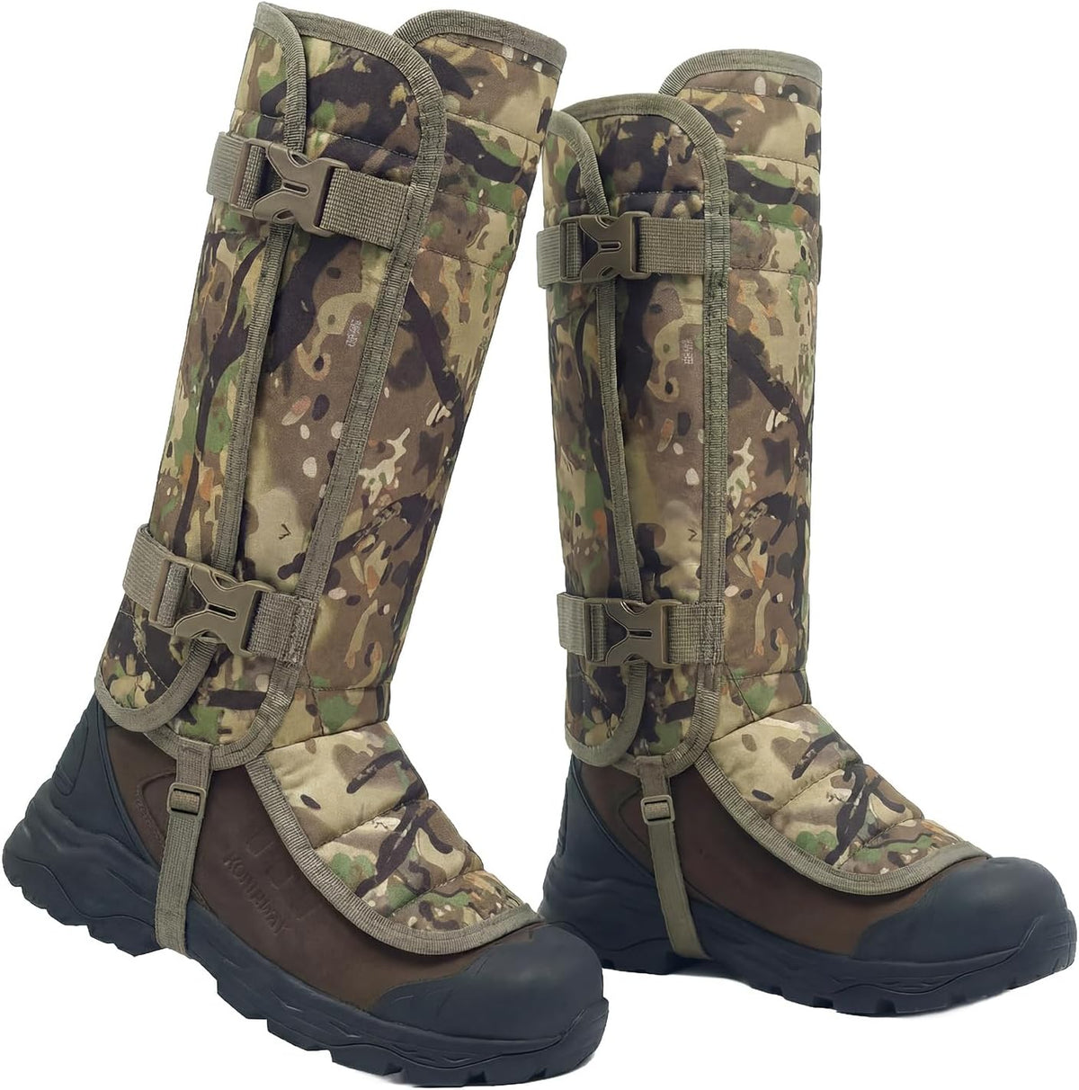 LOOGU Snake Gaiters, Waterproof Oxford Leg Guards with 12 Individual PE Boards, Curved Upper, Reinforced Instep Strap, Adjustable Double Buckles, Camo for Hunting Hiking Trekking