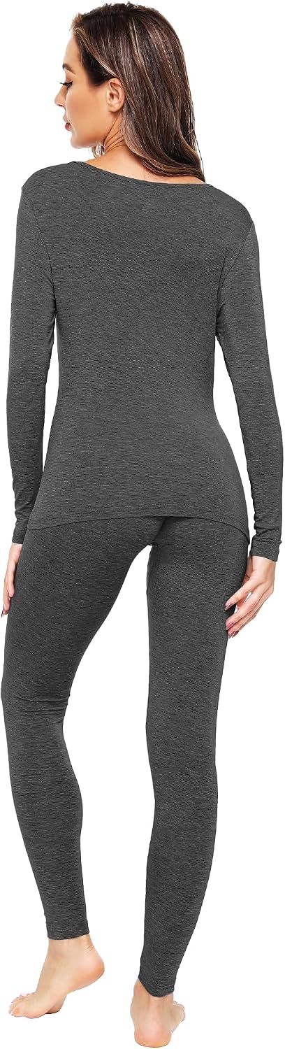 WiWi Soft Underwear for Women Thermal Long Johns Sets Super Warm Base Layer Top Pants Pajamas Set Viscose from Bamboo S-3X