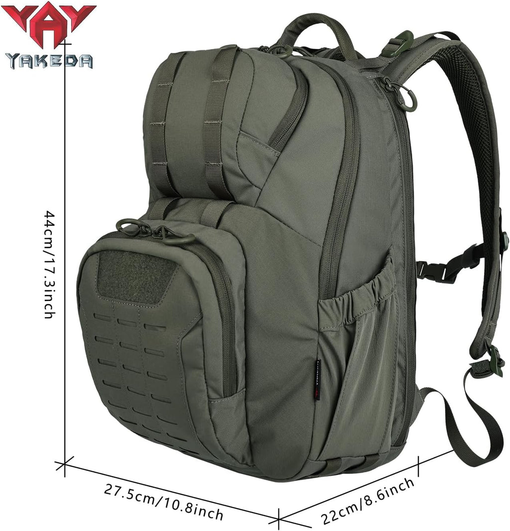 vAv YAKEDA 500D NylonTactical Military Backpack for Men,Fit 12.6-15.6 inches Laptop, Daily Bag for Hiking,hunting,running (Green)