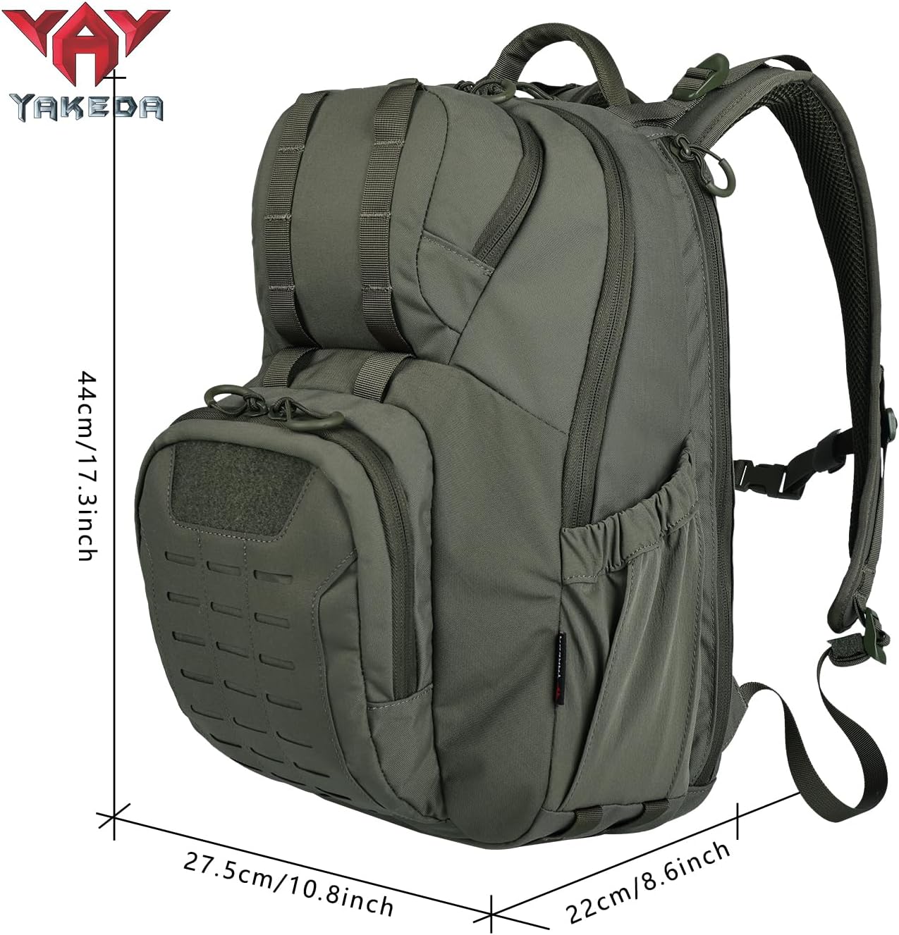 vAv YAKEDA 500D NylonTactical Military Backpack for Men,Fit 12.6-15.6 inches Laptop, Daily Bag for Hiking,hunting,running (Green)