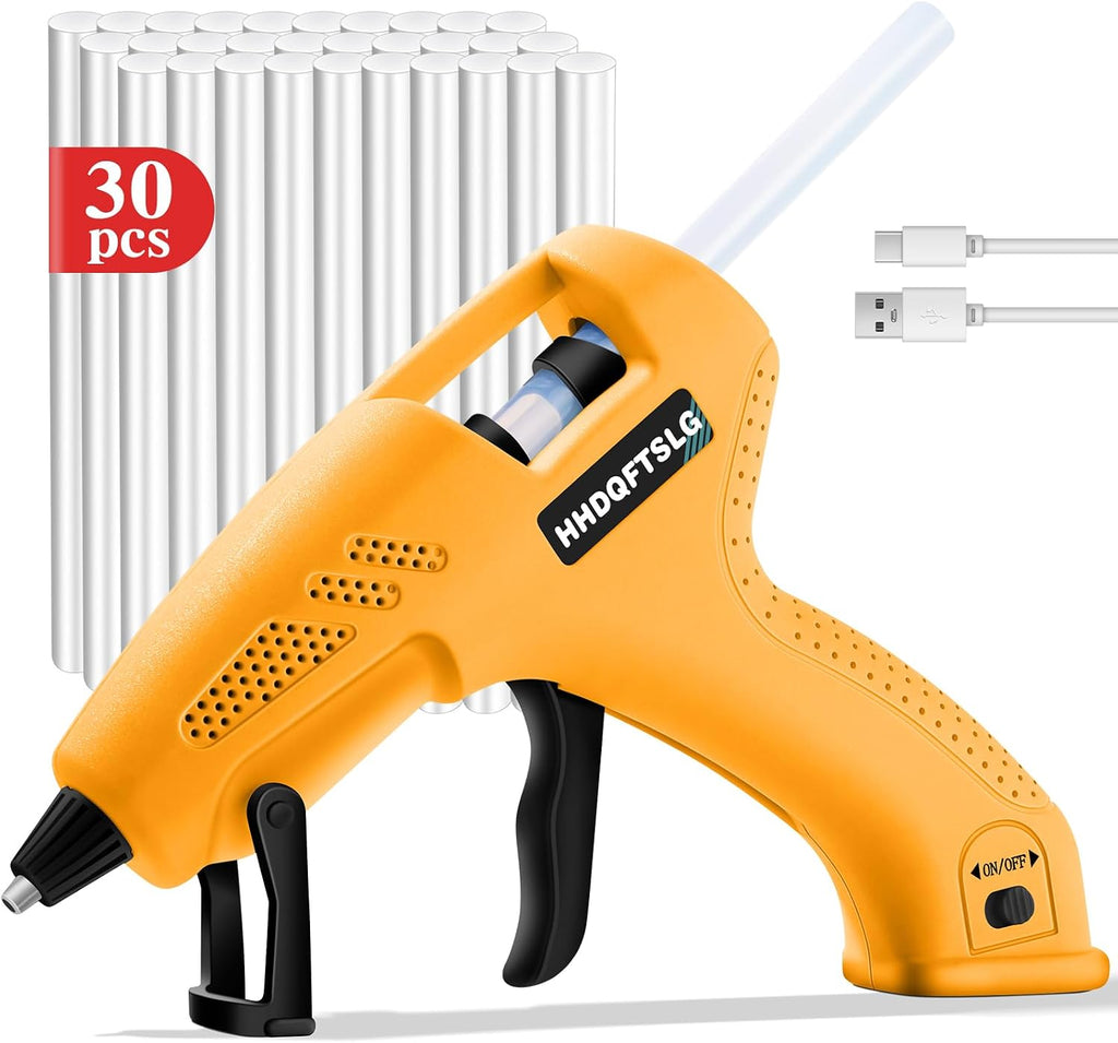 Cordless Hot Glue Gun Kit with 30 Sticks, Fast Heating 2.6Ah Rechargeable