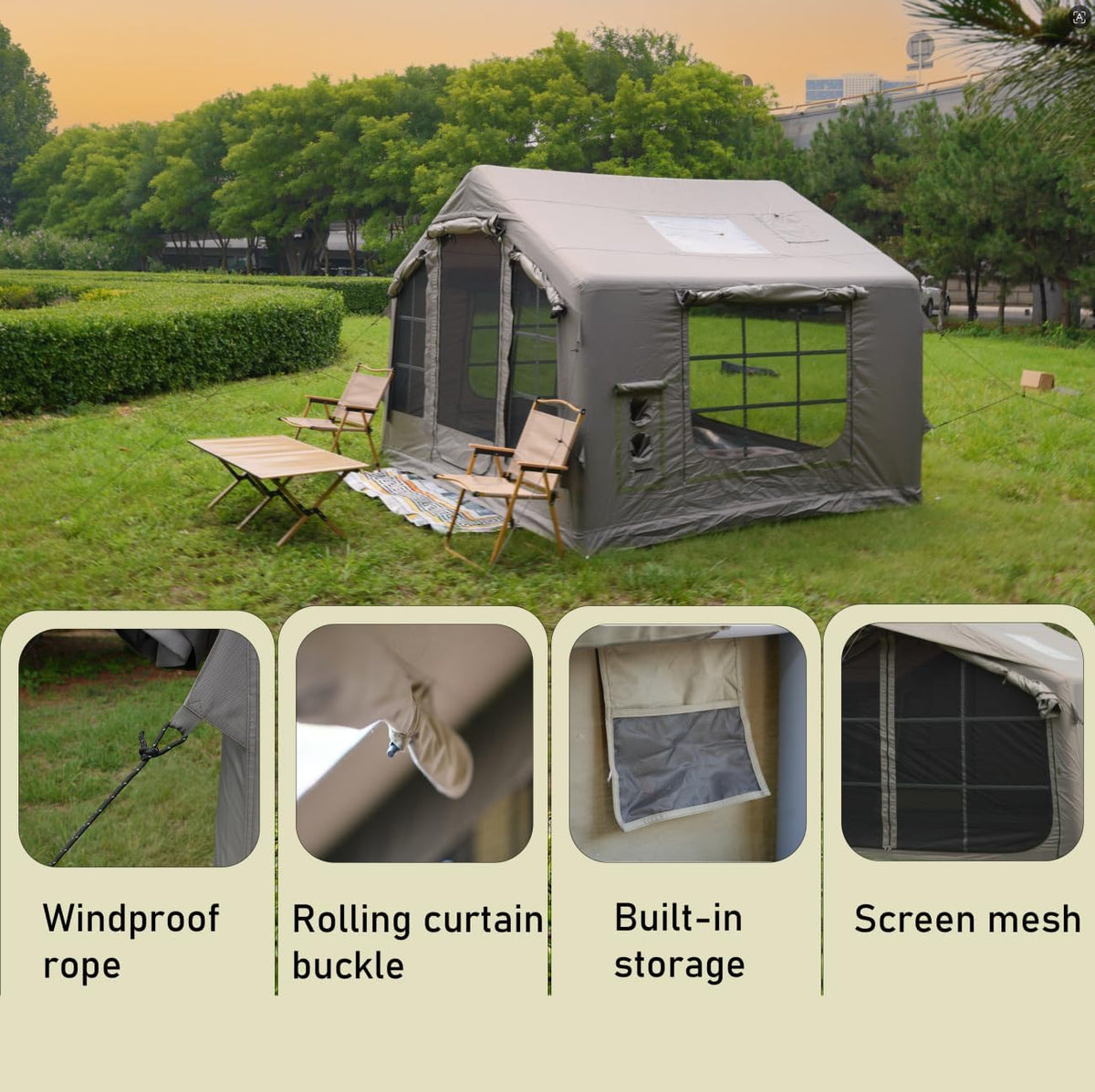Inflatable Tent with Skylight & Stove Jack,Blow Up Tents, Hot Tent