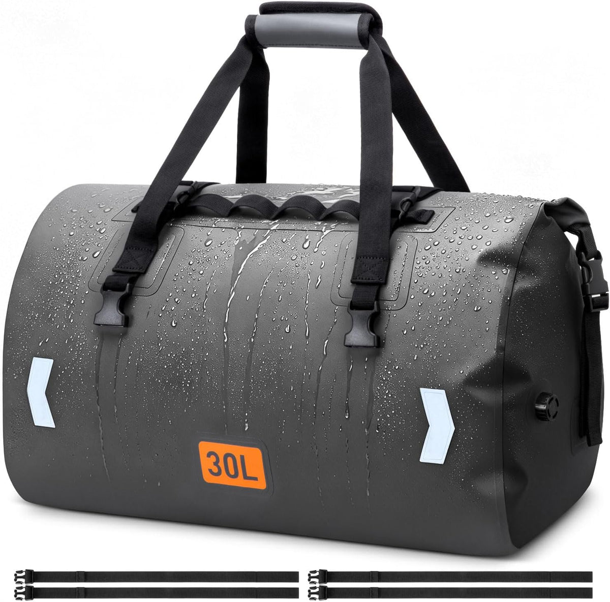 OCKLILY Waterproof Dry Bag, 50L Roll-top Motorcycle Tail Bag with Air Valve & Quick-fixed Straps, Travel Duffle Bags for Kayaking Paddle Boarding Rafting Boating Camping Riding Fishing - Grey