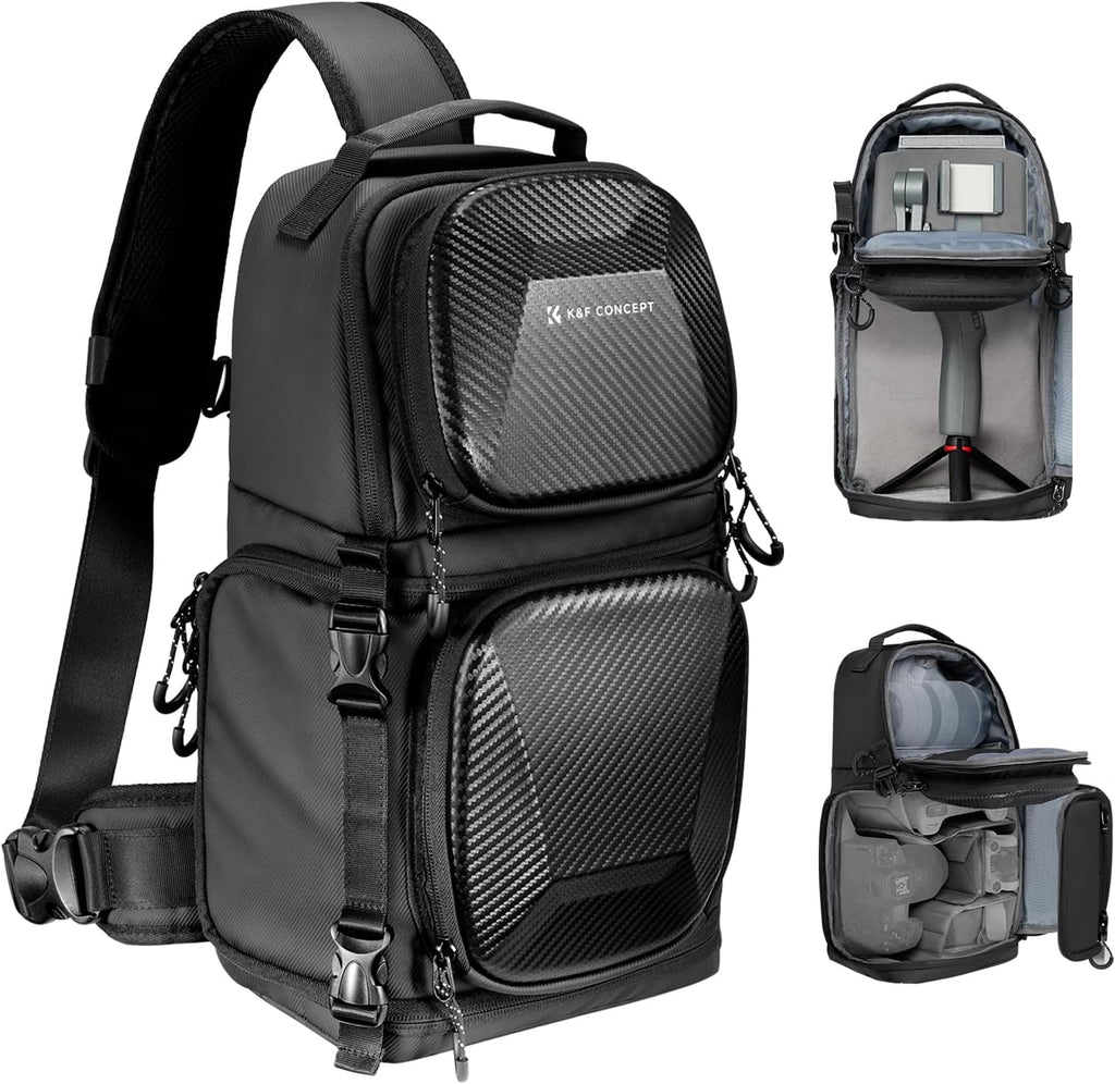 K&F CONCEPT Hardshell Camera Sling Bag, 10L EVA Case with Tripod Holder