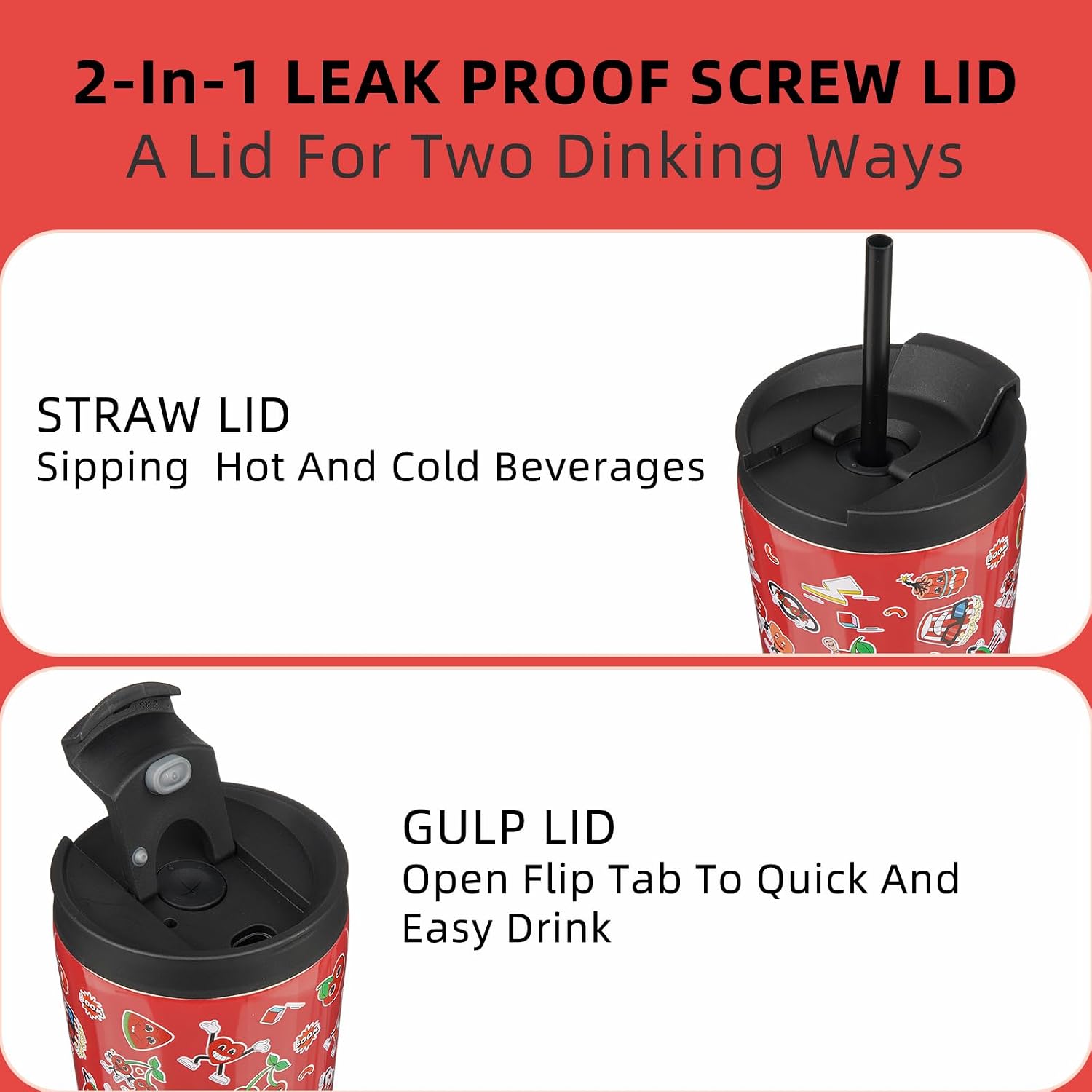 BJPKPK 34oz Coffee Tumbler with Straw, Insulated Stainless Steel Cup