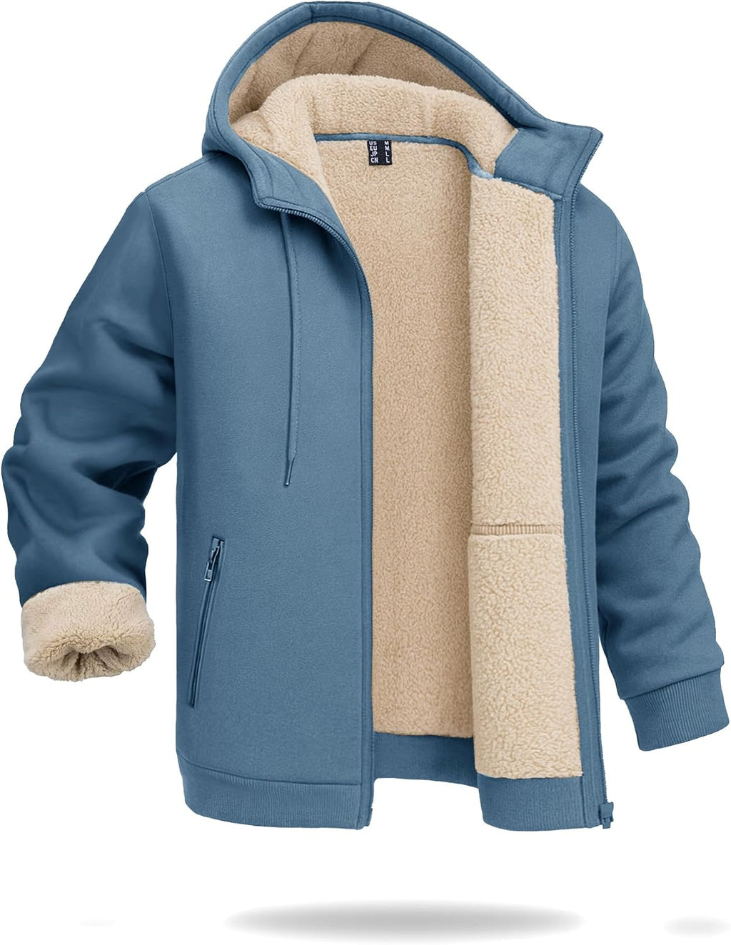 Boladeci Men's Sherpa Fleece Lined Hoodie Zip Up Heavyweight Winter Jacket