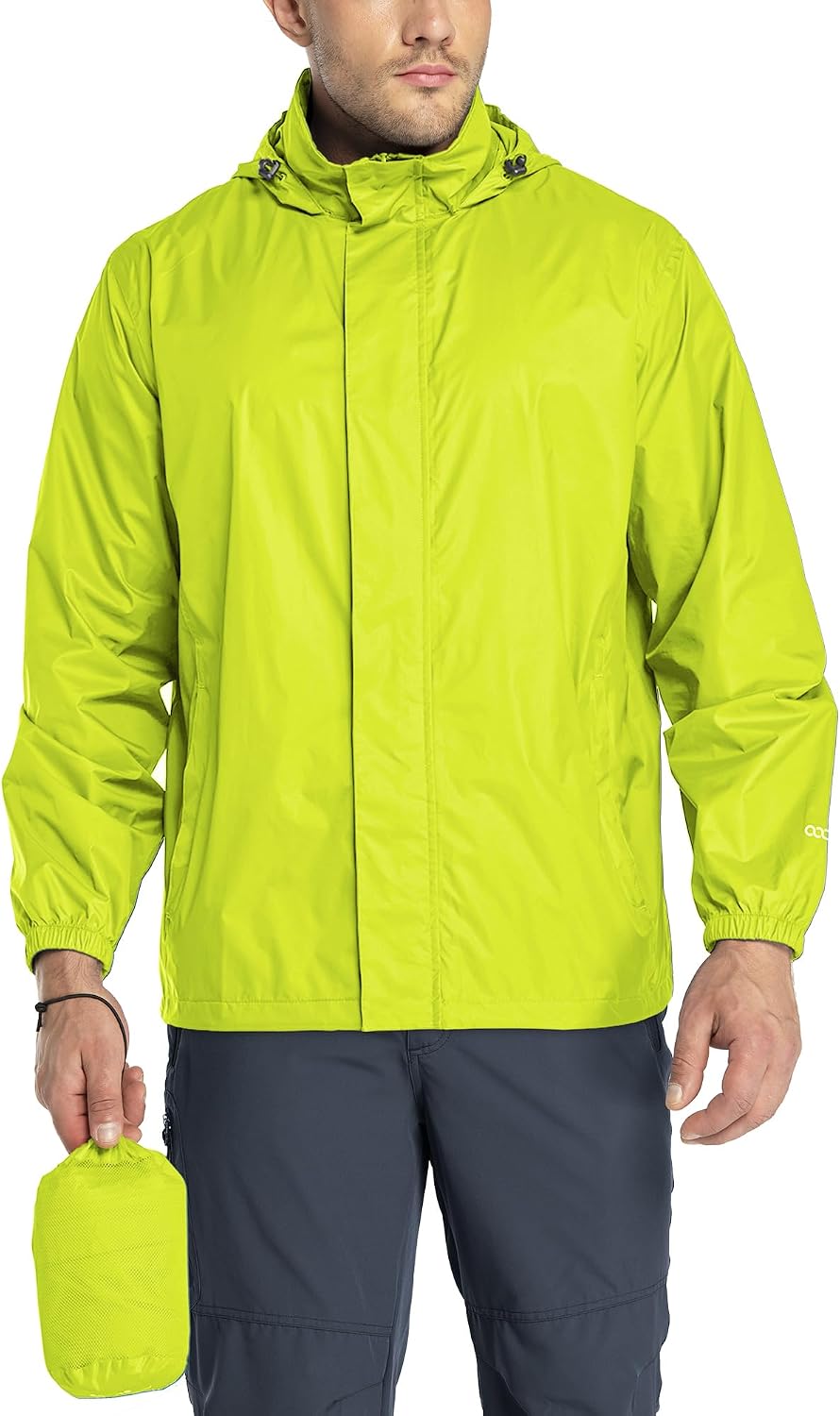 33,000ft Men's Packable Rain Jacket Lightweight Waterproof Golf Raincoat