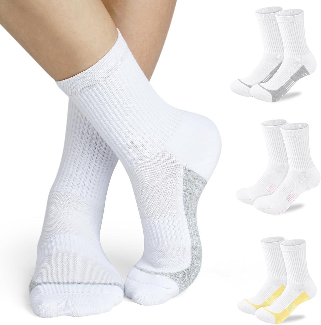 cuangya Women Crew Socks Athletic Cushioned Running Hiking 3-5 Pairs