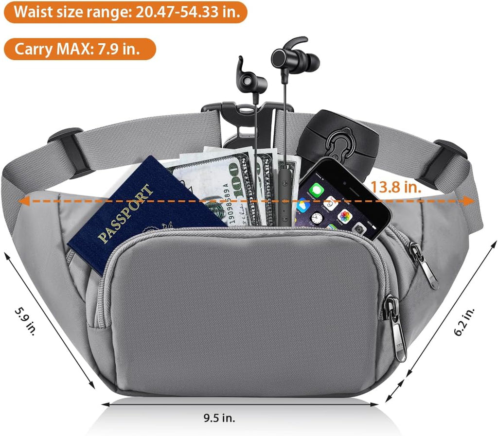 Large Fanny Pack for Women Men - Syican Waist bag with 3-Zipper Pockets