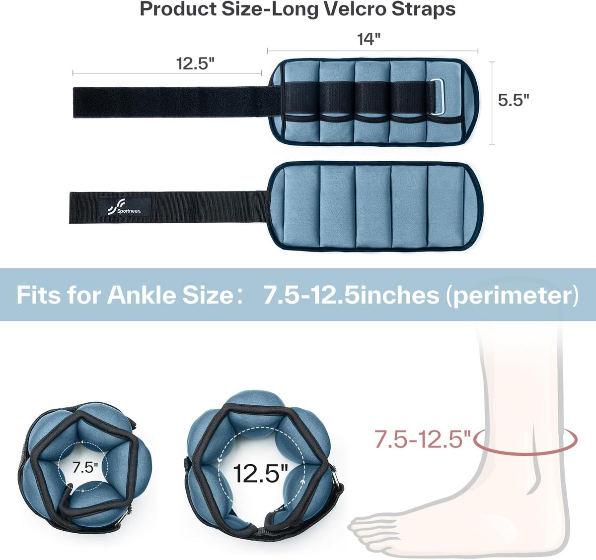 Sportneer Adjustable Ankle Weights, 2-10 lb per Pair, Removable Weights