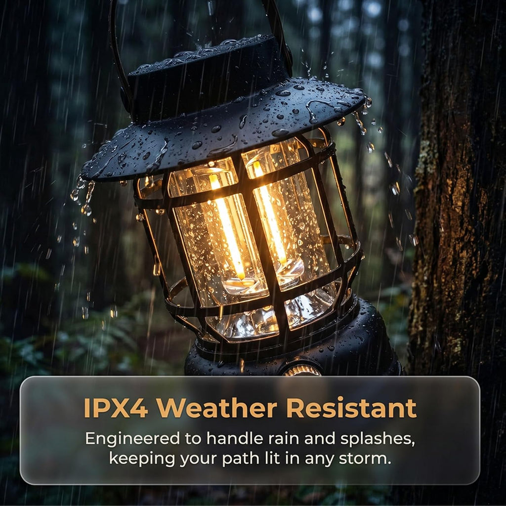 Rechargeable Camping Lights, 2-in-1 Solar Lanterns Outdoor Waterproof with Flashlight Mode, Collapsible Portable LED Camping Lantern for Camping Tent Hurricanes Power Outages Storm Indoor Outdoor