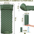 Self Inflating Sleeping Pad for Camping with Seat Cushion, Single, Green