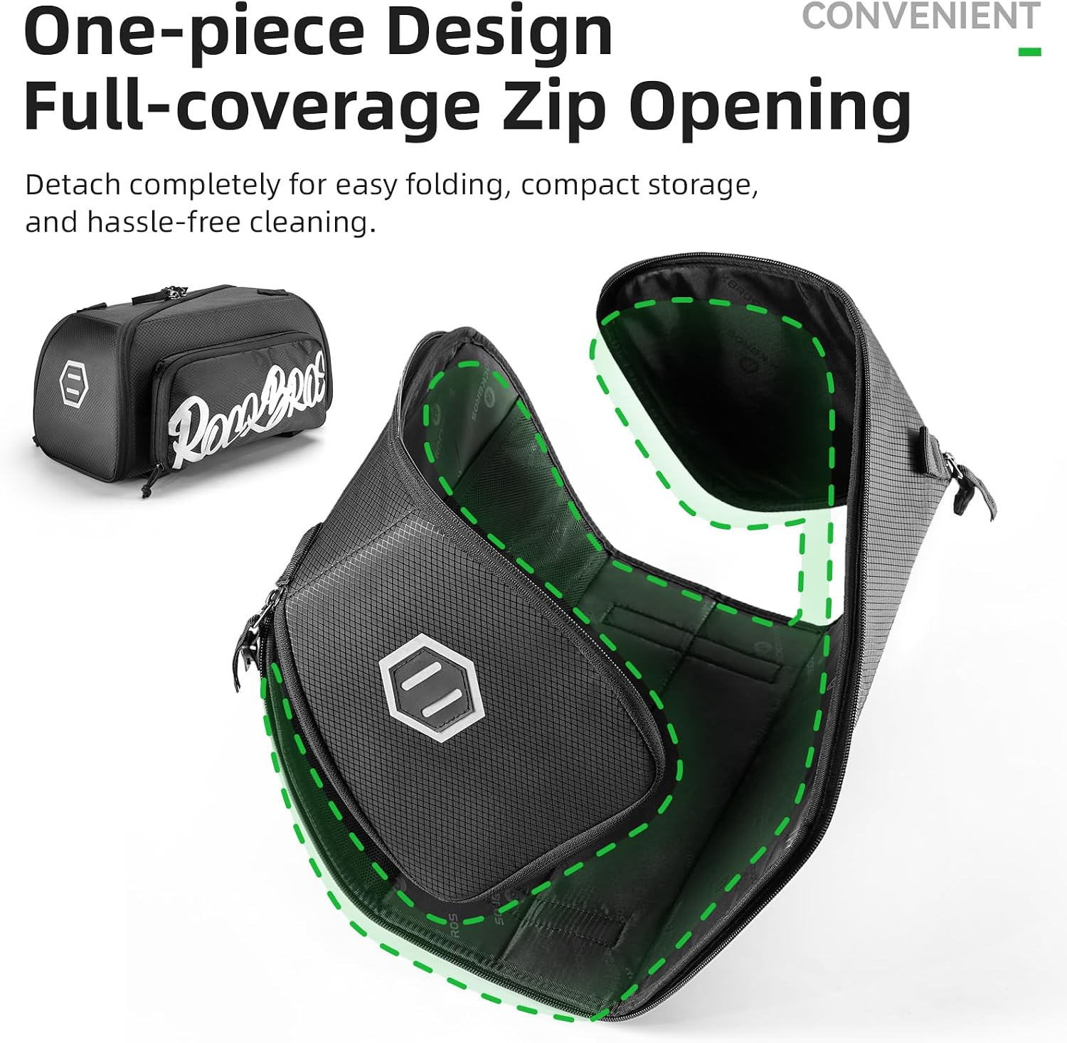 ROCKBROS One-Piece Folding Bike Rear Rack Bag 12L/15L with Strap