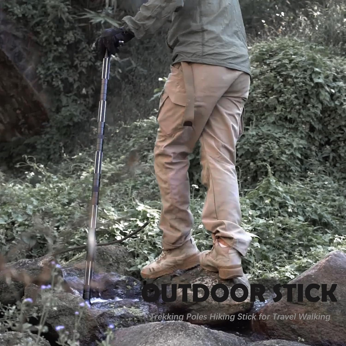 Hiking Tactical Stick Walking Staff,Portable Walking Sticks Trekking Poles Outdoor Multitool Camping Gear for Men Women